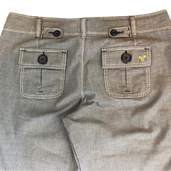 American Eagle Wide Leg Navy Chambray Pants Sz. 8X32 Pockets Live Your Life - Picture 5 of 8